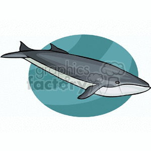 The image is a clipart of a blue and grey whale with a backdrop of a light blue circle, likely representing water.