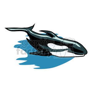 The clipart image features a stylized representation of a whale. This graphic showcases the whale in a side profile, with prominent colors and simplified lines suggesting motion or swimming through water.