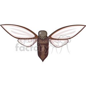This is a clipart image of a stylized brown and white moth or butterfly with outstretched wings.