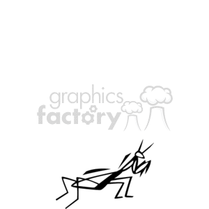 A minimalist black and white clipart image of a stick insect.