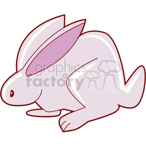 The image is a stylized cartoon clipart of a rabbit. The rabbit is depicted in a simplified form with minimal details, large ears, and is colored in shades of pink and white.