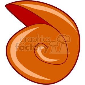 A clipart image of a bright orange snail shell