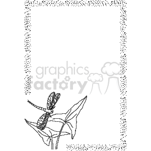   The image is a decorative border with motifs of dragonflies around the edges. The frame is mostly empty, leaving a large space in the center for text or other images to be inserted. At the bottom left corner, there