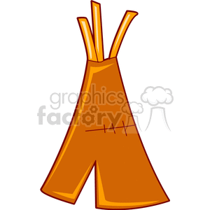 A clipart image of a brown tipi tent, often associated with Native American culture. The tent has a simplistic design with a few poles sticking out at the top.