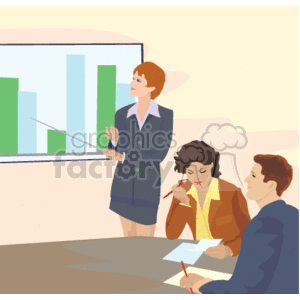 Business people bar chart