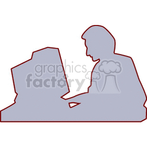 Silhouette of Person at Computer