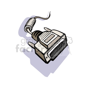 Clipart illustration of a vintage computer cable plug with a shadow.