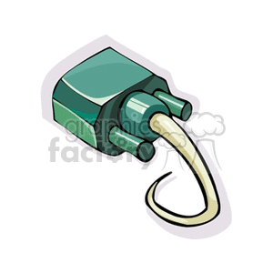 Illustration of a green computer cable with two prongs and a cord.