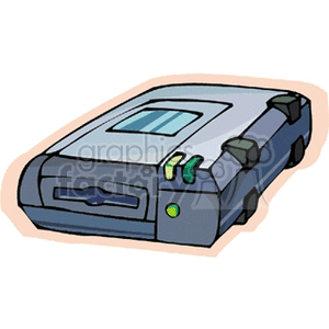 Illustration of an external hard drive with buttons and connectors.