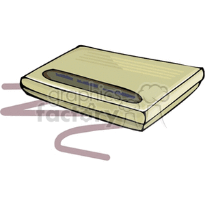 A clipart image of a beige external modem with indicator lights on a flat surface.