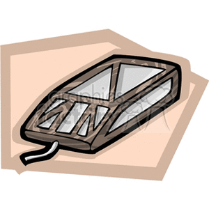 A clipart image of a computer mouse with a geometric design and a cable.