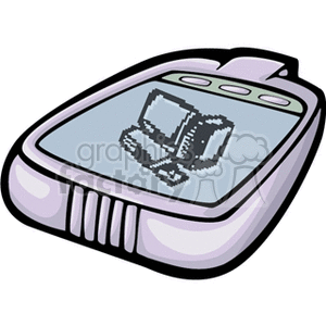 Illustration of a handheld device displaying an image of a computer on its screen.