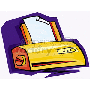 A colorful clipart illustration of a yellow printer with a piece of paper.