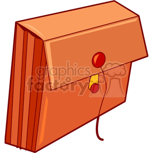 Clipart image of an accordion-style brown envelope with a string closure.