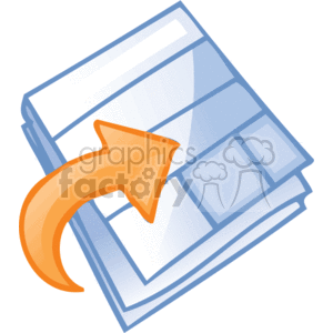 The image is a clipart illustration featuring a stack of documents or papers with an orange arrow pointing towards one of the pages. This could symbolize moving documents, selecting a specific document from a pile, or indicating where a signature or action is needed on a particular page, often found in contexts like business, office work, contractual agreements, or scheduling appointments. The documents look like they could be contracts, forms, or any official paperwork that require attention for signing or review.