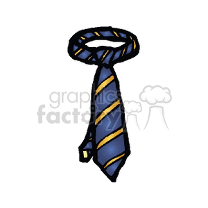 A clipart image of a blue necktie with yellow diagonal stripes.