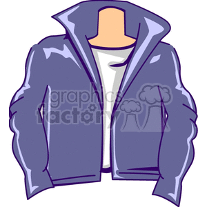 Clipart image of a purple jacket with a white shirt underneath.