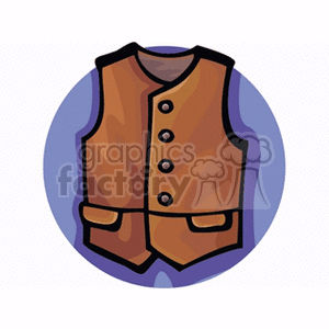 Clipart image of a brown vest with buttons.