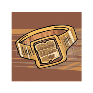 Clipart image of a gold ring with a geometric design.