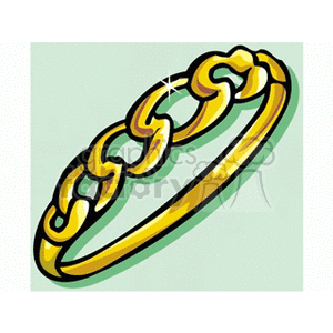 Clipart illustration of a shiny gold chain bracelet with a glowing effect.