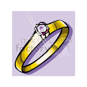 A clipart image of a sparkling gold ring with a diamond gemstone.