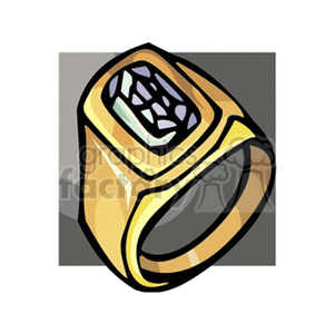 Clipart image of a gold ring with a jewel setting.