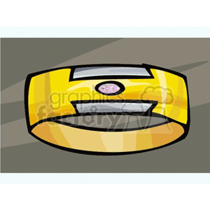 A clipart image of a gold ring with a gemstone embedded in it.