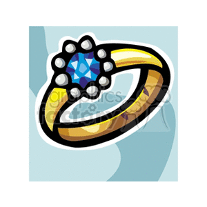 Gold Ring with Blue Gemstone