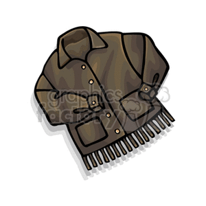 Clipart image of a brown jacket with fringe details.