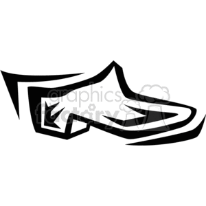 Stylized black and white clipart of a dress shoe with outlined details.