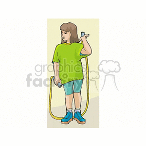 Cartoon girl holding a jumprope 