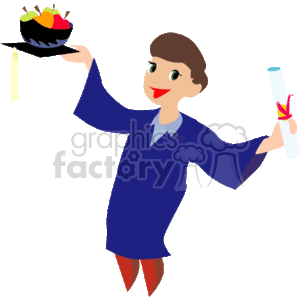 Happy Graduate with Diploma and Fruit-Filled Cap