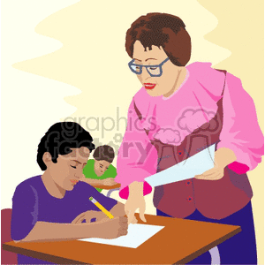 Teacher Assisting Student with Homework