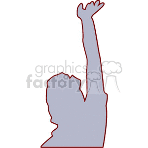 Silhouette of a student raising a hand, representing participation or asking a question in class.