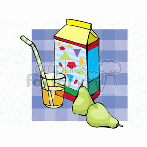 Colorful Breakfast Illustration with Beverage and Pears