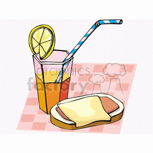 Breakfast with Orange Beverage and Sandwich