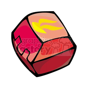 Red and Orange Cube with Flame Symbol