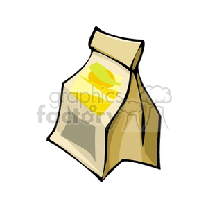 A clipart image of a brown paper lunch bag with a folded top, typically used for packing a lunch.