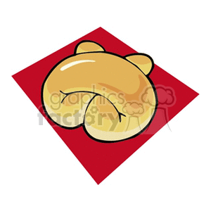 Clipart image of a bread roll placed on a red diamond-shaped background.