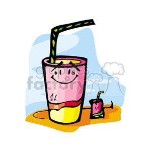 Smiling Beverage in Tall Glass with Straw