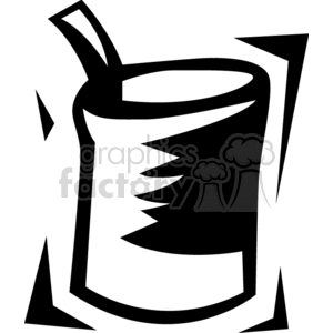 Black and white clipart illustration of a beverage can with a straw.