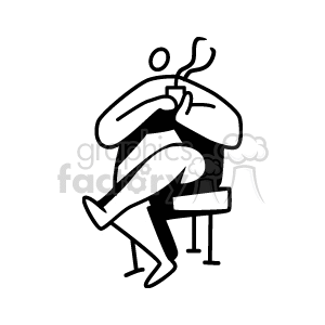 A stylized clipart image of a person sitting and enjoying a hot beverage.