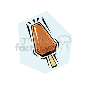 Illustration of a chocolate popsicle, highlighting its stick and rectangular shape.