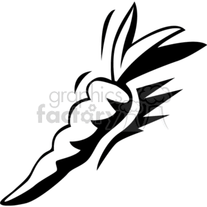 Black and white clipart image of a carrot.