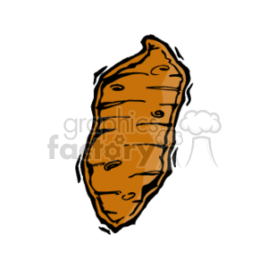   The image is a clipart illustration of a single brown potato. It