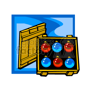 Crate with Red and Blue Christmas Bulbs