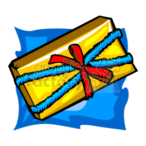   Gold Wrapped Gift with a Red Bow 
