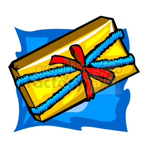 Gold Wrapped Gift with a Red Bow