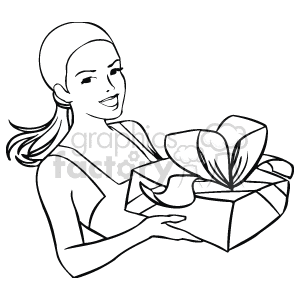 Happy Woman Holding Christmas Gift