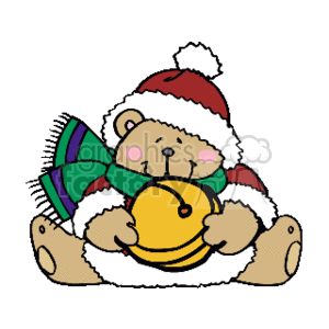 Festive Christmas Teddy Bear with Santa Hat and Bell